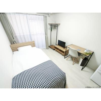 ユニオンマンスリー新松戸１　402　1K・シングル☆【禁煙ルーム】安心の建物オートロック＆玄関から直接居室が見えないリビングドアあり♪デスク・チェア＆洗濯機や冷蔵庫など生活家電のあるお部屋の物件画像
