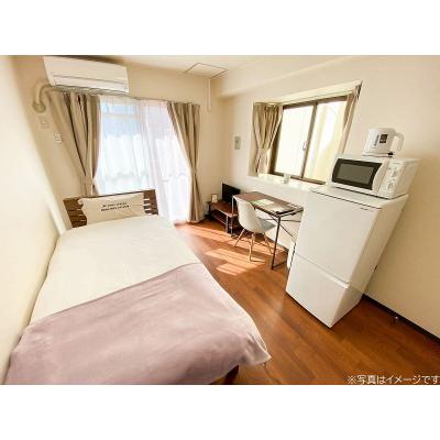 ユニオンマンスリー新松戸１　506　1K・シングル☆【禁煙ルーム】人気の角部屋＆デスク・チェアのあるお部屋♪安心の建物AL＆来客時も玄関から直接居室が見えないリビングドア完備の物件画像