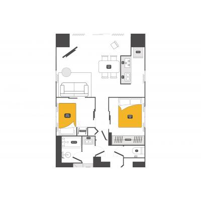 【馬喰町1分】快適テレワークに◎ネット無料丨Dash Living Nihonbashi East2 Bedroom（2LDK）(3)の物件画像