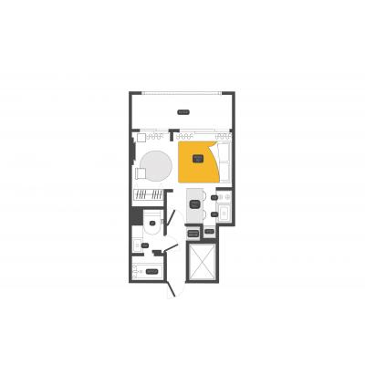 【大崎9分】ビジネス街の機能的な1DK/ネット無料丨Dash Living OsakiPremier Studio（1DK）(2)の物件画像