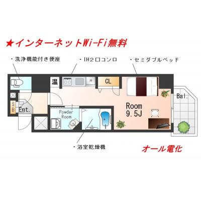 【ドーム前5分】ネット無料・洗面所独立で快適丨ベルエ難波西15F（禁煙）(1)の物件画像