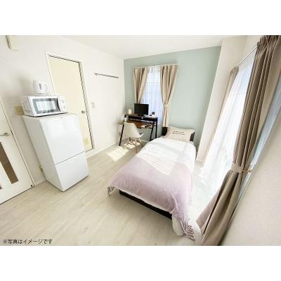 ユニオンマンスリー北越谷３　303　1K・セミシングル☆【禁煙ルーム】人気の角部屋♪安心のモニター付きインターフォン＆室内洗濯機完備！冷蔵庫や電子レンジなど生活家電のあるお部屋の物件画像