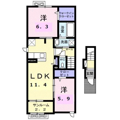 リヨン　鯖江　０２ 201【管理NO：1-026970702-02010】 ★家具家電は申し込み後に搬入しますの物件画像