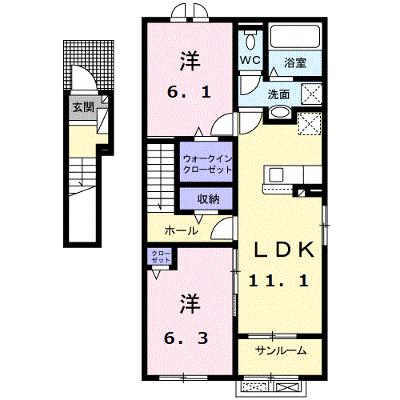 フェリス　テレーノⅠ 201【管理NO：1-026757001-02010】 ★家具家電は申し込み後に搬入しますの物件画像