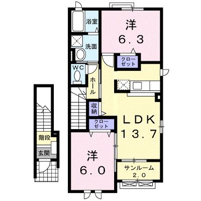 クロスロ－ド　沢　ｄｅｕｘ 203【管理NO：1-016551602-02030】 ★家具家電は申し込み後に搬入しますの物件画像