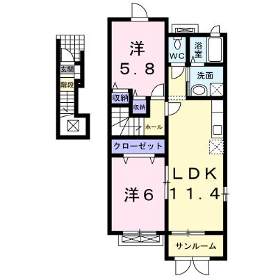 カスミン 201【管理NO：1-015676601-02010】 ★家具家電は申し込み後に搬入します★の物件画像