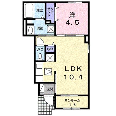 カーサ　アリエッタ　Ｃ 105【管理NO：1-025527401-01050】 ★家具家電は申し込み後に搬入します★の物件画像