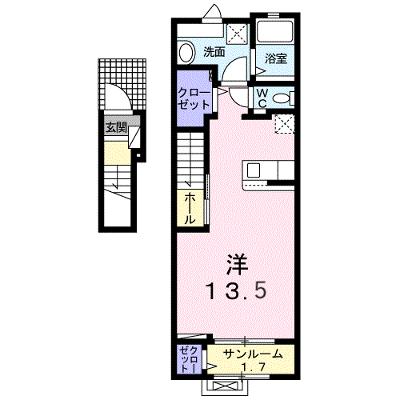 ソルナシエンテ　ウエスト 202【管理NO：1-028064802-02020】 ★家具家電は申し込み後に搬入します★の物件画像