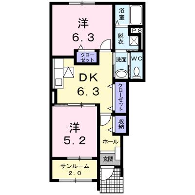 メゾン・ド・ソレイユⅢ 103【管理NO：1-015956701-01030】 ★家具家電は申し込み後に搬入しますの物件画像
