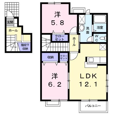 プリマベーラ 201【管理NO：1-012126801-02010】 ★家具家電は申し込み後に搬入します★の物件画像