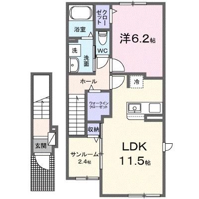 メゾン・ストリートⅡ 205【管理NO：1-027364101-02040】 ★家具家電は申し込み後に搬入します★ ★2026年09月上旬入居可能★の物件画像