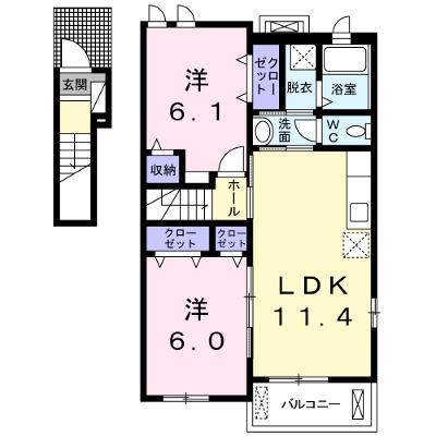 カーサ・ルピナスＢ 201【管理NO：1-017995802-02010】 ★家具家電は申し込み後に搬入します★の物件画像