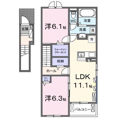 ルーチェ　ウシザワ　Ｂ 201【管理NO：1-028661402-02010】 ★家具家電は申し込み後に搬入します 2026年11月上旬入居可能の物件画像