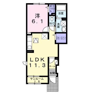 フォリアⅡ 101【管理NO：1-026308001-01010】 ★家具家電は申し込み後に搬入します 2026年07月下旬入居可能の物件画像