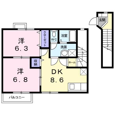 メゾン・ド・ラ・コリーヌ　Ⅱ 202【管理NO：1-012536902-02020】 ★家具家電は申し込み後に搬入しますの物件画像