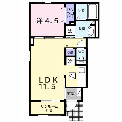 サン　ヴェール　緑町 101【管理NO：1-026990201-01010】 ★家具家電は申し込み後に搬入します★の物件画像
