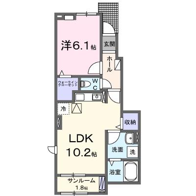 ジヴェルニー 102【管理NO：1-027965801-01020】 ★家具家電は申し込み後に搬入します★の物件画像