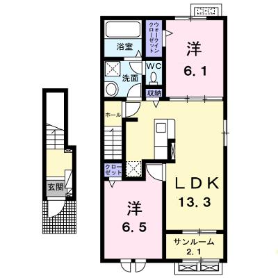 ラーゴム　Ⅱ 205【管理NO：1-027664002-02050】 ★家具家電は申し込み後に搬入します 2026年08月中旬入居可能の物件画像