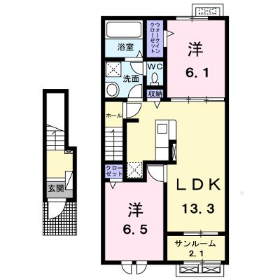 向日葵　２ 203【管理NO：1-028584702-02030】 ★家具家電は申し込み後に搬入します 2026年09月上旬入居可能の物件画像