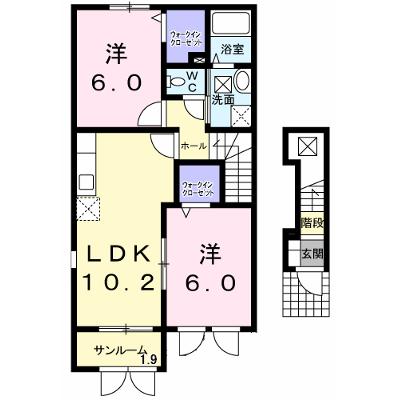カーサ　フェリーチェⅠ 201【管理NO：1-015867901-02010】 ★家具家電は申し込み後に搬入しますの物件画像