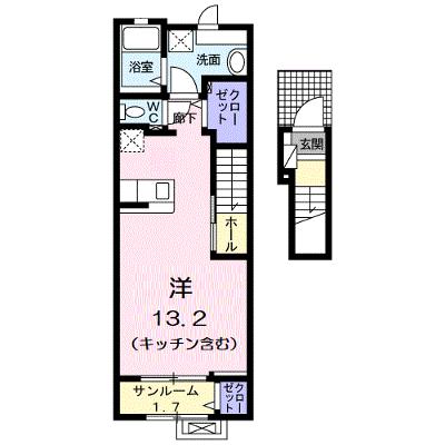 エクラ２２ 204【管理NO：1-026973301-02040】 ★家具家電は申し込み後に搬入します★の物件画像