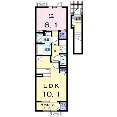 ミラノⅥ　Ｂ 205【管理NO：1-027438802-02050】 ★家具家電は申し込み後に搬入しますの物件画像
