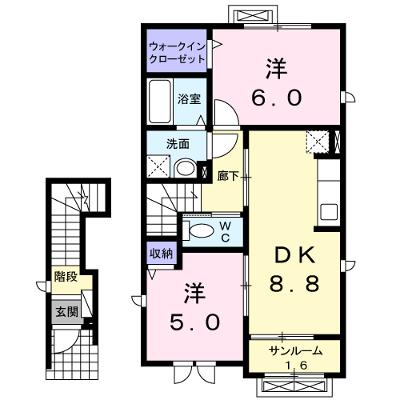 カ－サ　ヒルズ　Ⅱ 201【管理NO：1-018114201-02010】 ★家具家電は申し込み後に搬入しますの物件画像
