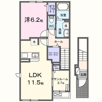 アンソレイユ　Ⅱ 201【管理NO：1-027233001-02010】 ★家具家電は申し込み後に搬入します 2026年07月上旬入居可能の物件画像