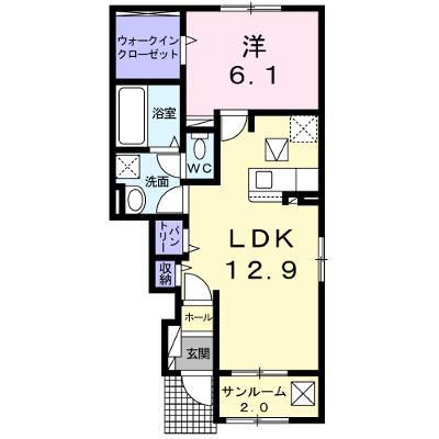 フルゥ 106【管理NO：1-025952001-01050】 ★家具家電は申し込み後に搬入します★ ★2026年08月下旬入居可能★の物件画像