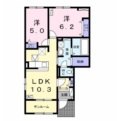 Ｉ・ＲＯ・ＨＡ　Ⅱ 101【管理NO：1-026046102-01010】 ★家具家電は申し込み後に搬入しますの物件画像