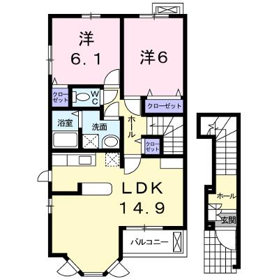 Ｓｕｎｌｉｇｈｔ　Ｂｅｌｌ　Ｂ 201【管理NO：1-014392702-02010】 ★家具家電は申し込み後に搬入しますの物件画像