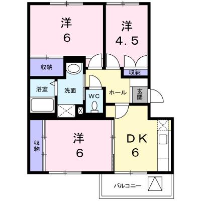 サンフラワーⅡ 2-C【管理NO：1-004503002-02030】 ★家具家電は申し込み後に搬入しますの物件画像