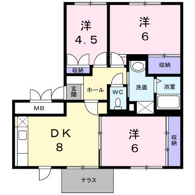 サンフラワーⅡ 1-A【管理NO：1-004503002-01010】 ★家具家電は申し込み後に搬入しますの物件画像