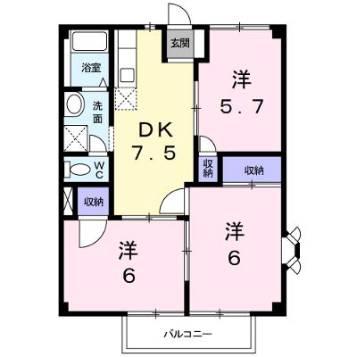オーキッドＳＡＮＯ・Ｂ 2-A【管理NO：1-003631302-02010】 ★家具家電は申し込み後に搬入しますの物件画像