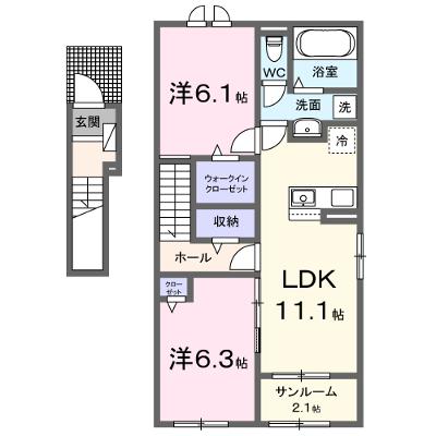 アイルーⅠ 201【管理NO：1-027253401-02010】 ★家具家電は申し込み後に搬入します★の物件画像