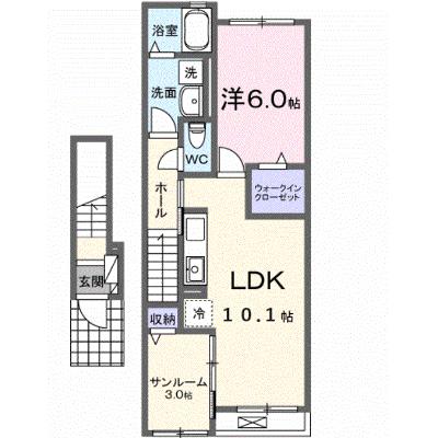 モンレーヴみのり 203【管理NO：1-027326801-02030】 ★家具家電は申し込み後に搬入します 2026年09月下旬入居可能の物件画像