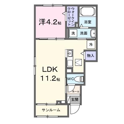 サニーヒル 101【管理NO：1-028486901-01010】 ★家具家電は申し込み後に搬入します 2026年11月下旬入居可能の物件画像