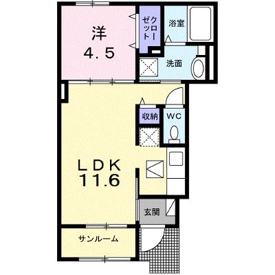エヴァ　グリーン　ヴィラⅠ 101【管理NO：1-027704801-01010】 ★家具家電は申し込み後に搬入しますの物件画像