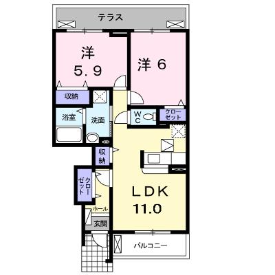 プラシード　セレノ　Ｄ 105【管理NO：1-016759504-01040】 ★家具家電は申し込み後に搬入します 2026年07月下旬入居可能の物件画像