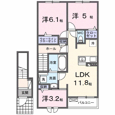 メゾンド　クロワールＢ 203【管理NO：1-028230102-02030】 ★家具家電は申し込み後に搬入します★ ★2026年10月下旬入居可能★の物件画像