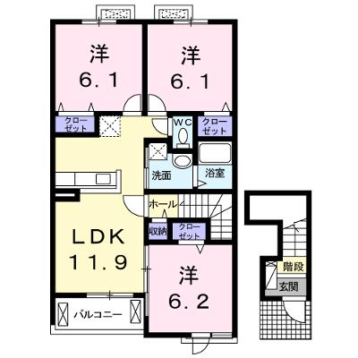 クラールプレディエＡ 202【管理NO：1-022964601-02020】 ★家具家電は申し込み後に搬入します★の物件画像