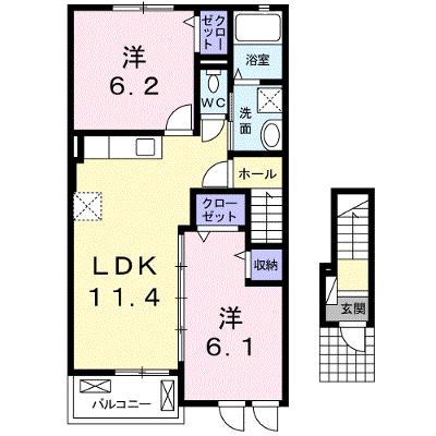 ポムドテールＴ 202【管理NO：1-018723101-02020】 ★家具家電は申し込み後に搬入しますの物件画像