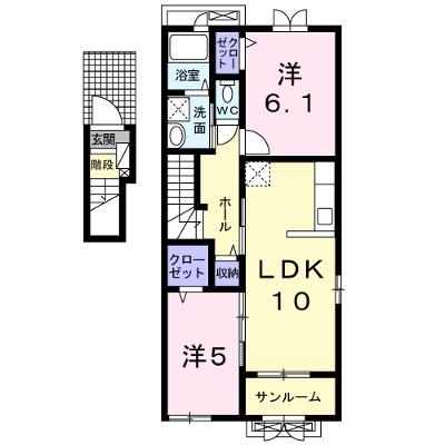 プリンセチア　Ⅱ 201【管理NO：1-019744102-02010】 ★家具家電は申し込み後に搬入します 2026年09月上旬入居可能の物件画像