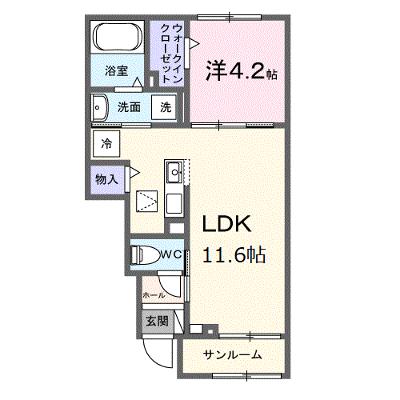 シャンテ　カノンＢ 104【管理NO：1-028557102-01040】 ★家具家電は申し込み後に搬入します★の物件画像