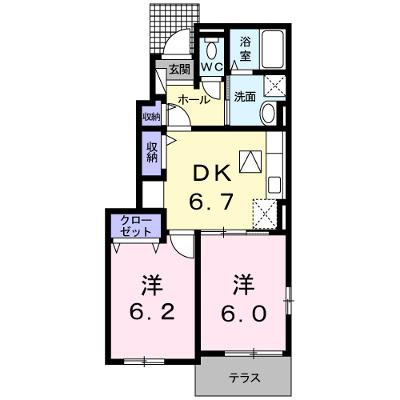 ブランシュールＤ 101【管理NO：1-020577801-01010】 ★家具家電は申し込み後に搬入します★の物件画像