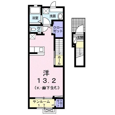 ラフィネ　グリシーヌ　Ⅱ 203【管理NO：1-025917602-02030】 ★家具家電は申し込み後に搬入します★の物件画像