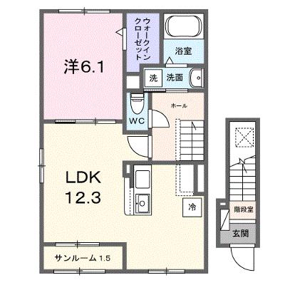 ビオラ徳山 201【管理NO：1-028709201-02010】 ★家具家電は申し込み後に搬入します 2026年09月下旬入居可能の物件画像