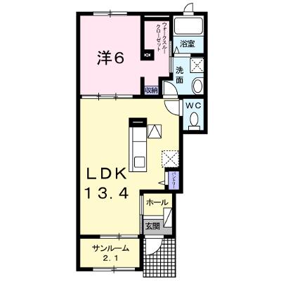 シュクル　Ⅰ 102【管理NO：1-023947401-01020】 ★家具家電は申し込み後に搬入します★の物件画像