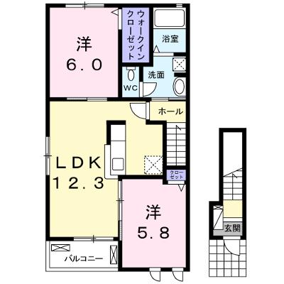 ＣＡＳＡ　３ 201【管理NO：1-022823601-02010】 ★家具家電は申し込み後に搬入します★の物件画像