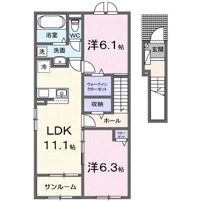 メゾン　ド　ソアレⅠ 205【管理NO：1-028436501-02050】 ★家具家電は申し込み後に搬入します★ ★2026年09月下旬入居可能★の物件画像